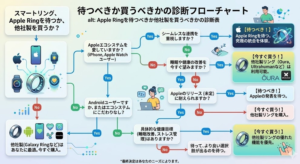 Apple Ringを待つべきか他社製を買うべきかの診断表