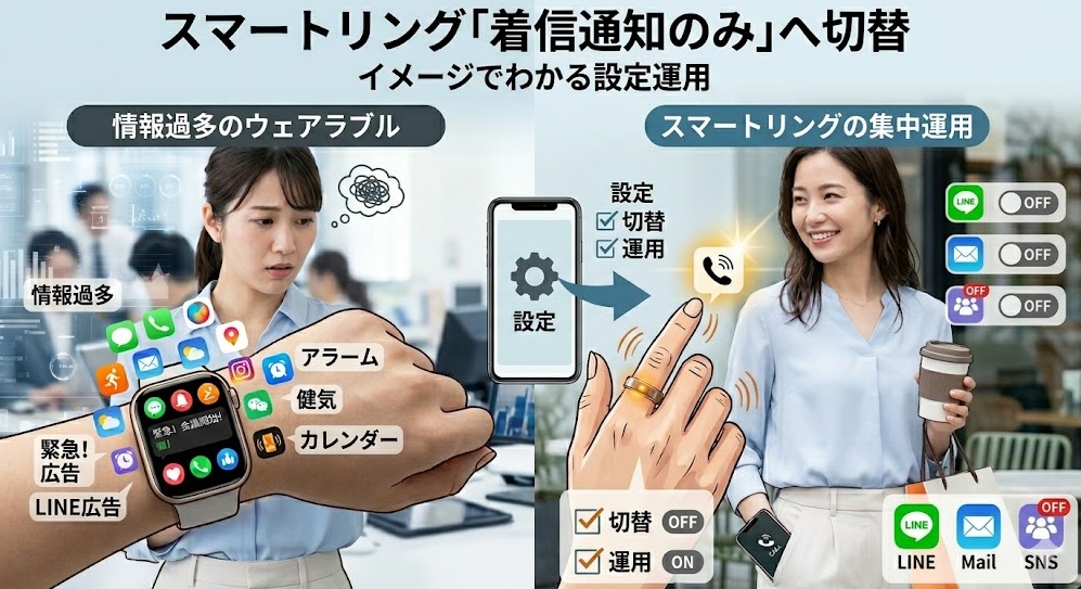 スマートリング 着信通知のみ 通知機能あり