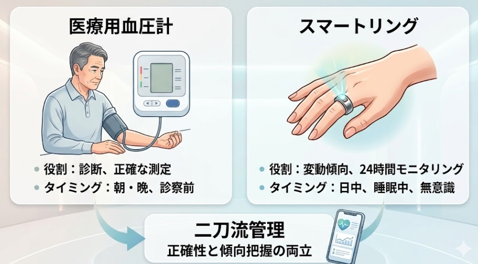 医療用血圧計とスマートリングの使い分け・精度の違い