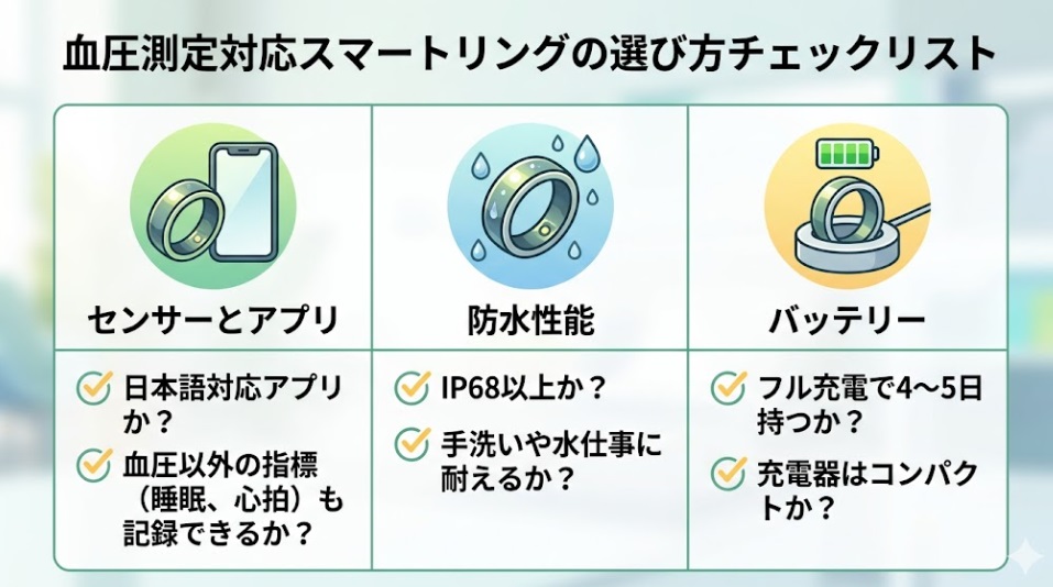 血圧測定対応スマートリングの選び方チェックリスト