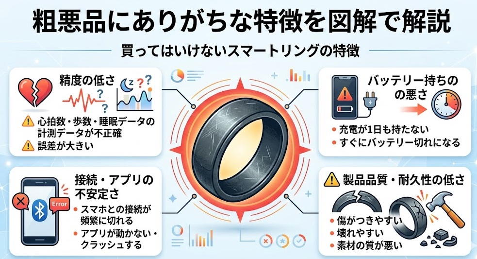 買ってはいけないスマートリングの特徴